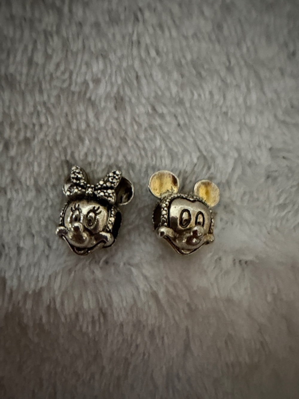 Disney Silver-Tone Mickey & Minnie Face Charm Set with Gold Accents